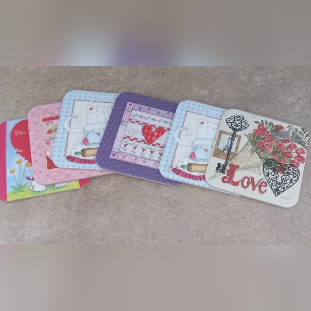 Happy Valentines Day Coasters Set Of 6 with Corked Backs they are in great shape